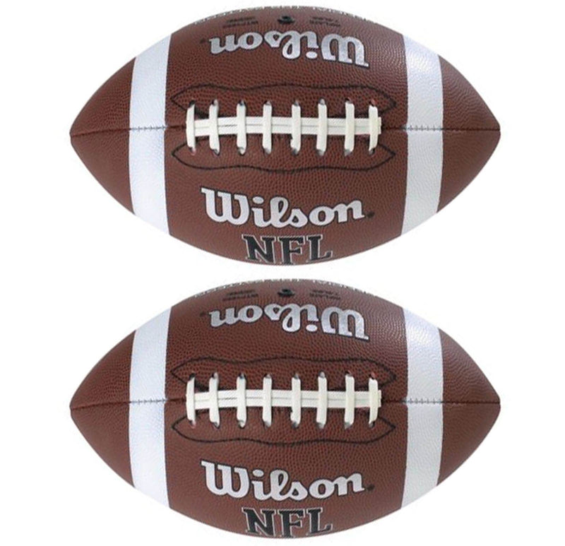 (2) WILSON WTF1855 NFL Official Size TDS Grip Composite Leather Game Footballs