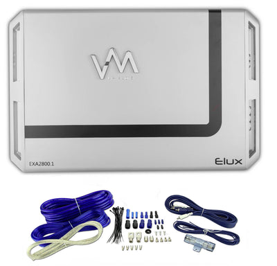 VM Audio EXA2800.1 2800W Mono AB Car Amplifier Amp + 4 Gauge Blue Wiring Kit