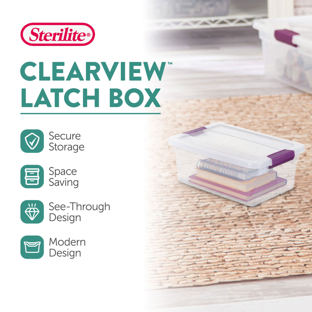 Sterilite 6 Quart Plastic ClearView Latch Box Storage Container Tote, 36 Pack