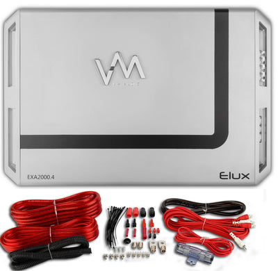 New VM Audio EXA2400.2 2400W 2 Channel Amplifier Amp + Red 4 Gauge Wiring Kit