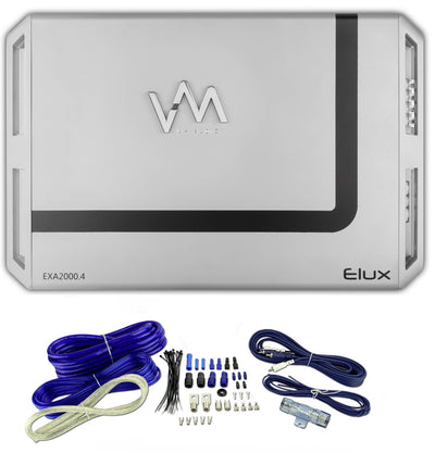 New VM Audio EXA2400.2 2400W 2 Channel Car Amplifier + 4 Gauge Blue Wiring Kit
