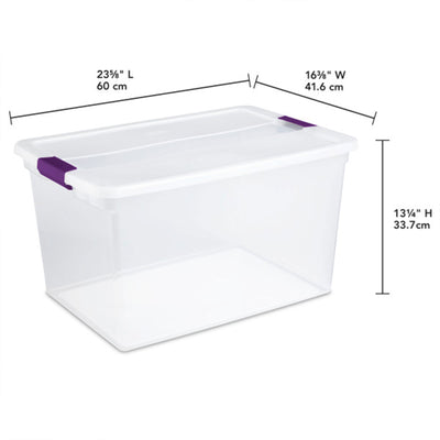 Sterilite ClearView 66 Quart Plastic Stacking Storage Tote w/ Latch Lid, 24 Pack - VMInnovations