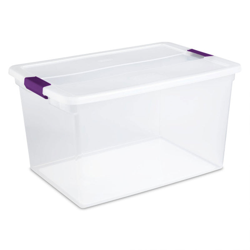 Sterilite 66 Quart Clear Plastic Latching Handle Storage Container Tote, 6 Pack