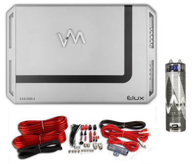 New VM Audio EXA2400.2 2400W 2 Channel Amp + 4 Gauge Red Wiring Kit + Capacitor