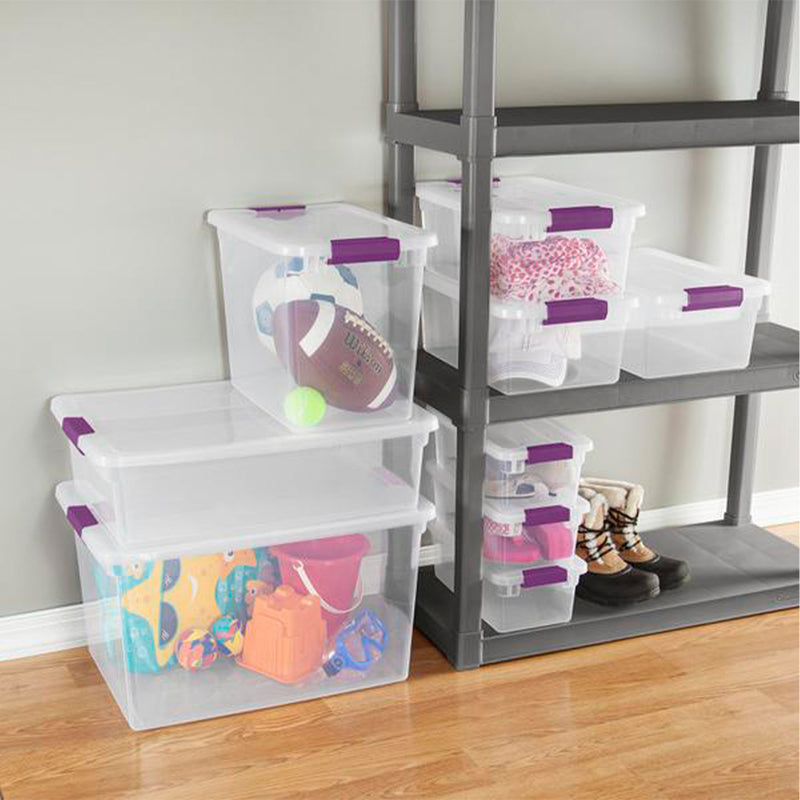 Sterilite 27 Qt ClearView Latch Storage Stackable Bin with Latching Lid, 6 Pack