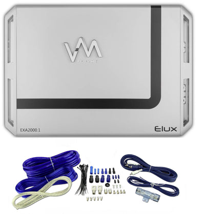 VM Audio EXA2000.1 2000W Mono Car Amplifier Power Amp + 4 Gauge Blue Wiring Kit