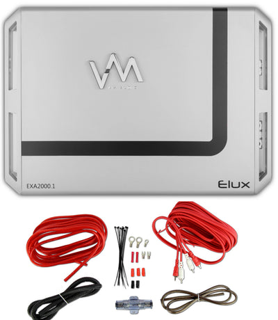 VM Audio EXA2000.1 2000W Mono AB Car Amplifier Amp + 8 Gauge Red Wiring Kit