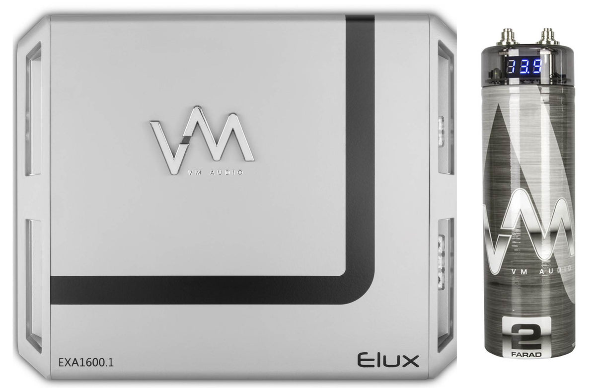 VM Audio EXA1600.1 1600W 1 Channel Amp Car Amplifier + 2.0 Farad Capacitor