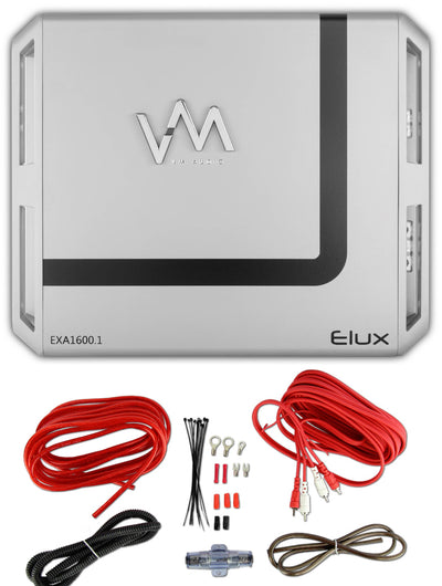 VM Audio EXA1600.1 1600W 1 Channel Amp Car Amplifier + Red 8 Gauge Wiring Kit
