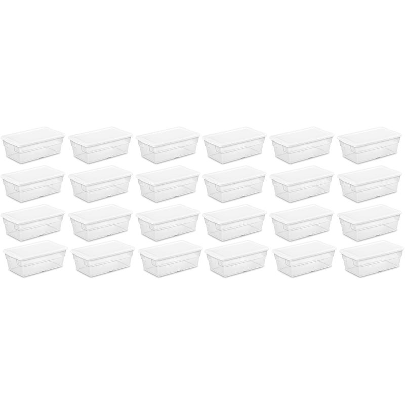 Sterilite 6 Qt Clear Plastic Storage Container Bin w/ Snap Close Lid, 24 Pack - VMInnovations
