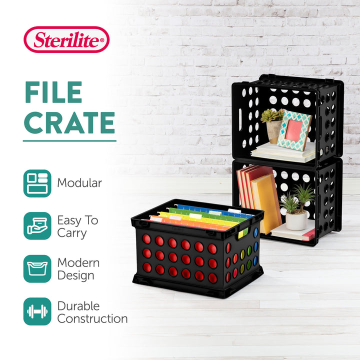 Sterilite Stackable Sturdy Storage Crate Organizer Bins with Handles, 12 Pack