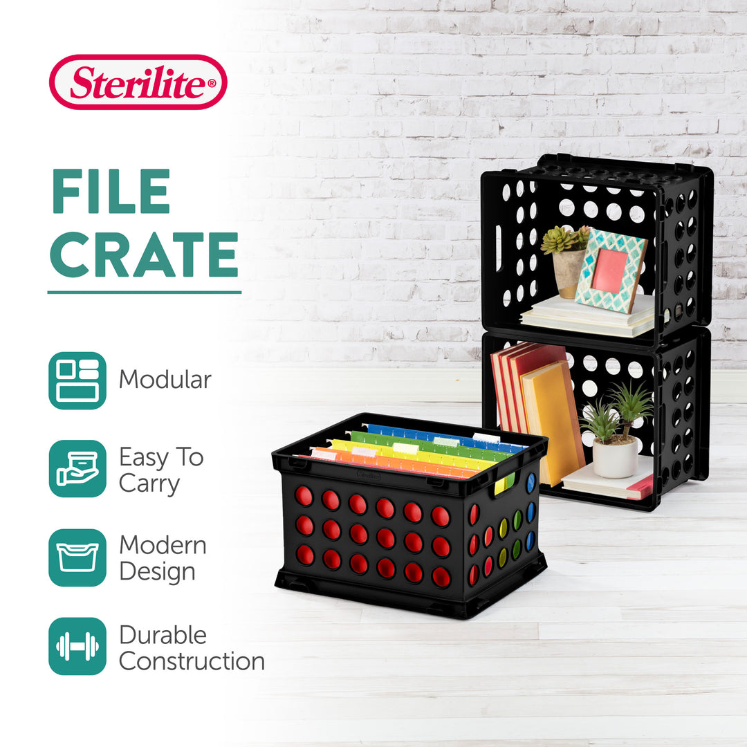 Sterilite Stackable Sturdy Storage Crate Organizer Bins with Handles, 18 Pack