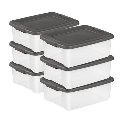 Sterilite 19368606 25 Qt. Shelf Tote Driftwood Lid Clear Base DONT USE