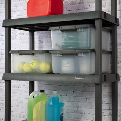 Sterilite 19368606 25 Qt. Shelf Tote Driftwood Lid Clear Base DONT USE