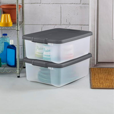 Sterilite 25 Quart ShelfTote, Stackable Storage Bin with Latching Lid, 6 Pack