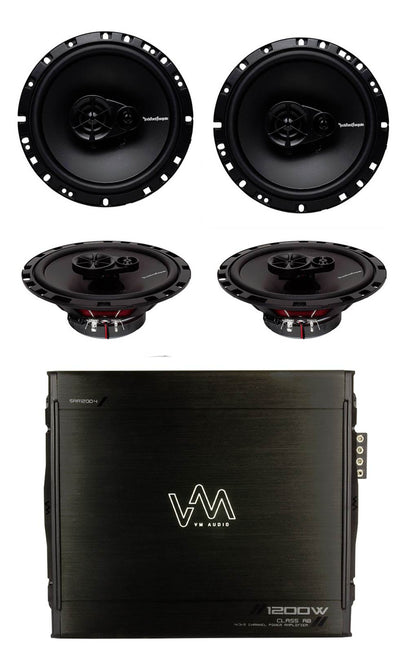 4) Rockford Fosgate R165X3 6.5" 180W Car Speakers + 1200W 4-Channel Amplifier