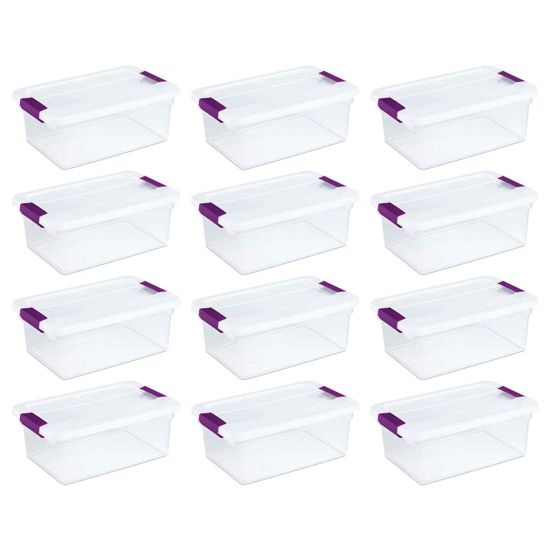 Sterilite 15 Qt. Plastic Stackable Storage Container with Lid, Clear (12 Pack)