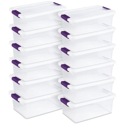 Sterilite 15 Qt. Plastic Stackable Storage Container with Lid, Clear (12 Pack) - VMInnovations