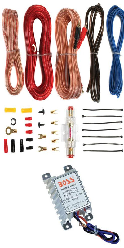 8 Gauge Car Amplifier Complete Kit Wiring Installation+Noise Suppress