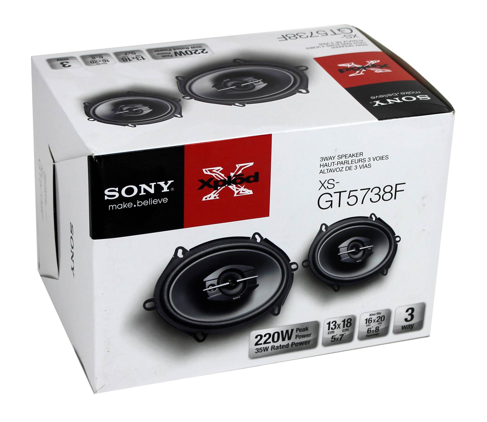 2) Sony XS-GT5738F 5x7" 220 Watt 3-Way Car Coaxial Speakers Stereo - Open Box