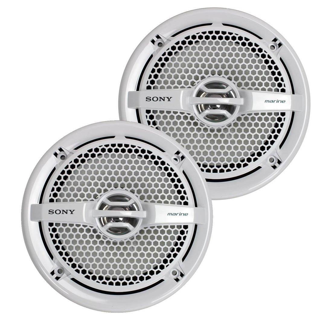 2) Sony 6.5" 140 Watt Dual Cone Marine Stereo Speakers, White (Open Box)
