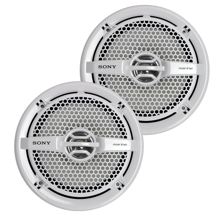 2) Sony 6.5" 140 Watt Dual Cone Marine Stereo Speakers, White (Open Box)