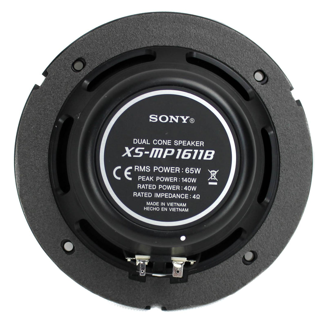 2) Sony XS-MP1611B 6.5" 140W Dual Cone ATV/UTV Speakers Stereo Black (For Parts)