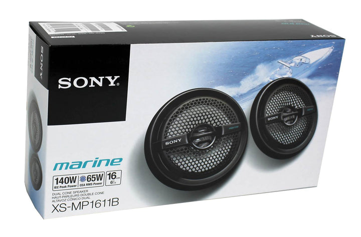 2) Sony XS-MP1611B 6.5" 140W Dual Cone ATV/UTV Speakers Stereo Black (For Parts)