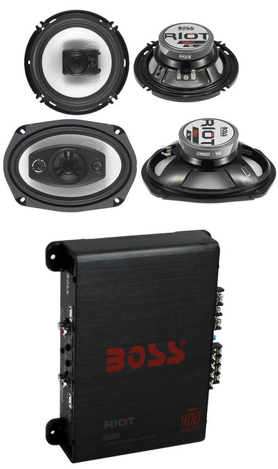 2) Boss R94 6x9" 500W 4 Way Car & 2) 6.5" 300W 3 Way Speakers & 400W 4-Ch Amp