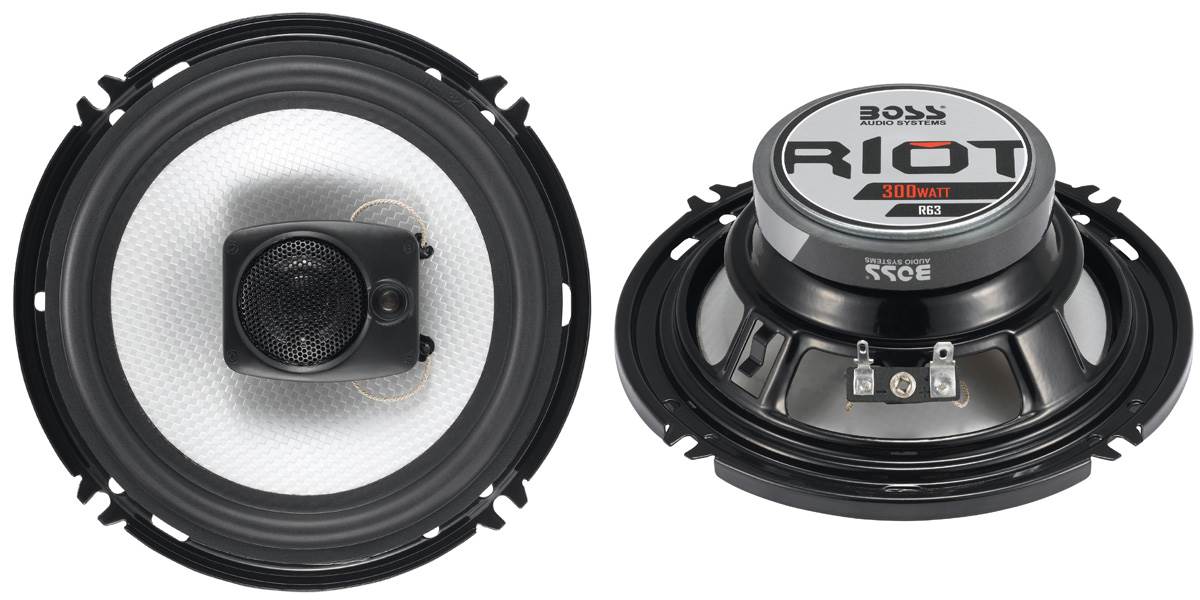 4) Boss R63 6.5" 300W 3 Way Coaxial Speakers +R1002 200W 2 Channel Amplifier Amp - VMInnovations
