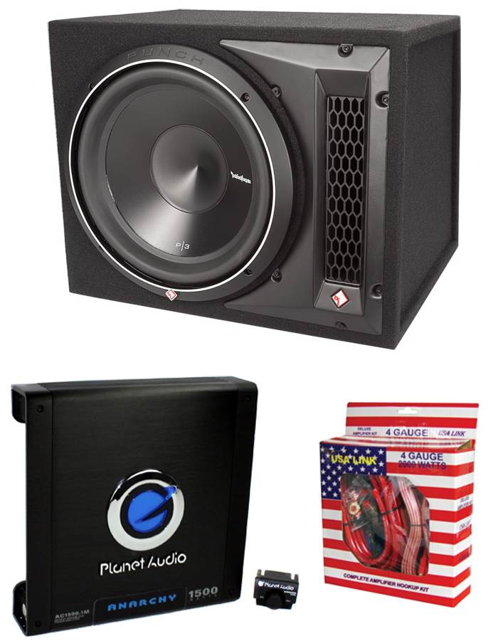 Rockford Fosgate 12" 1200W Subwoofer and Sub Enclosure and Mono Amp w/ Kit
