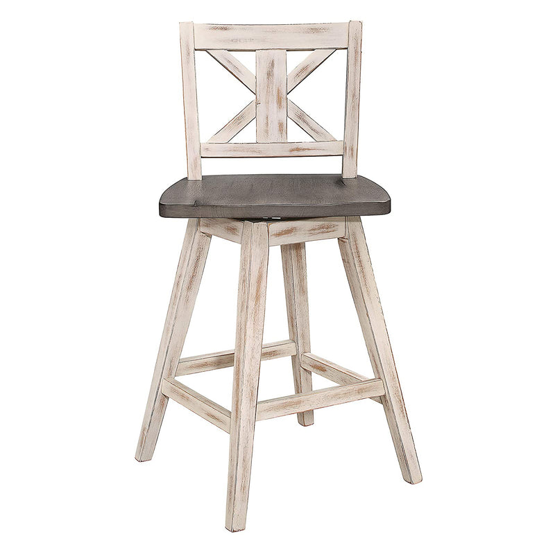 Homelegance Amsonia 24" Swivel Bar Height Chair Stool, White (2 Pack) (Open Box)