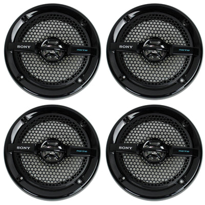 4) Sony XS-MP1611b 6.5" 280 Watt Dual Cone Marine Speakers Stereo Black XSMP1611