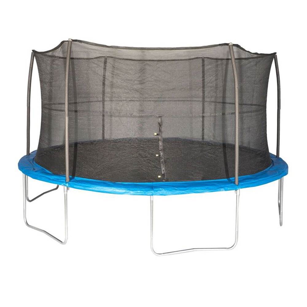 JumpKing JK15VC2 15 Foot Outdoor Trampoline & Safety Net Enclosure Kit, Blue - VMInnovations