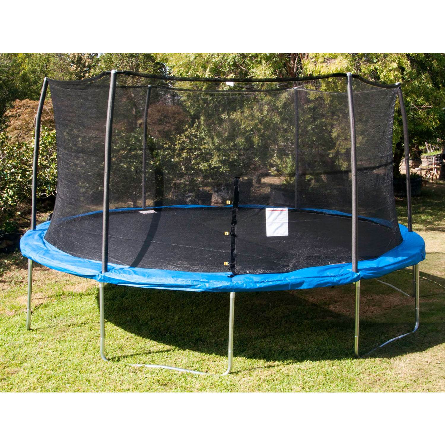 JumpKing JK15VC2 15 Foot Outdoor Trampoline & Safety Net Enclosure Kit, Blue - VMInnovations
