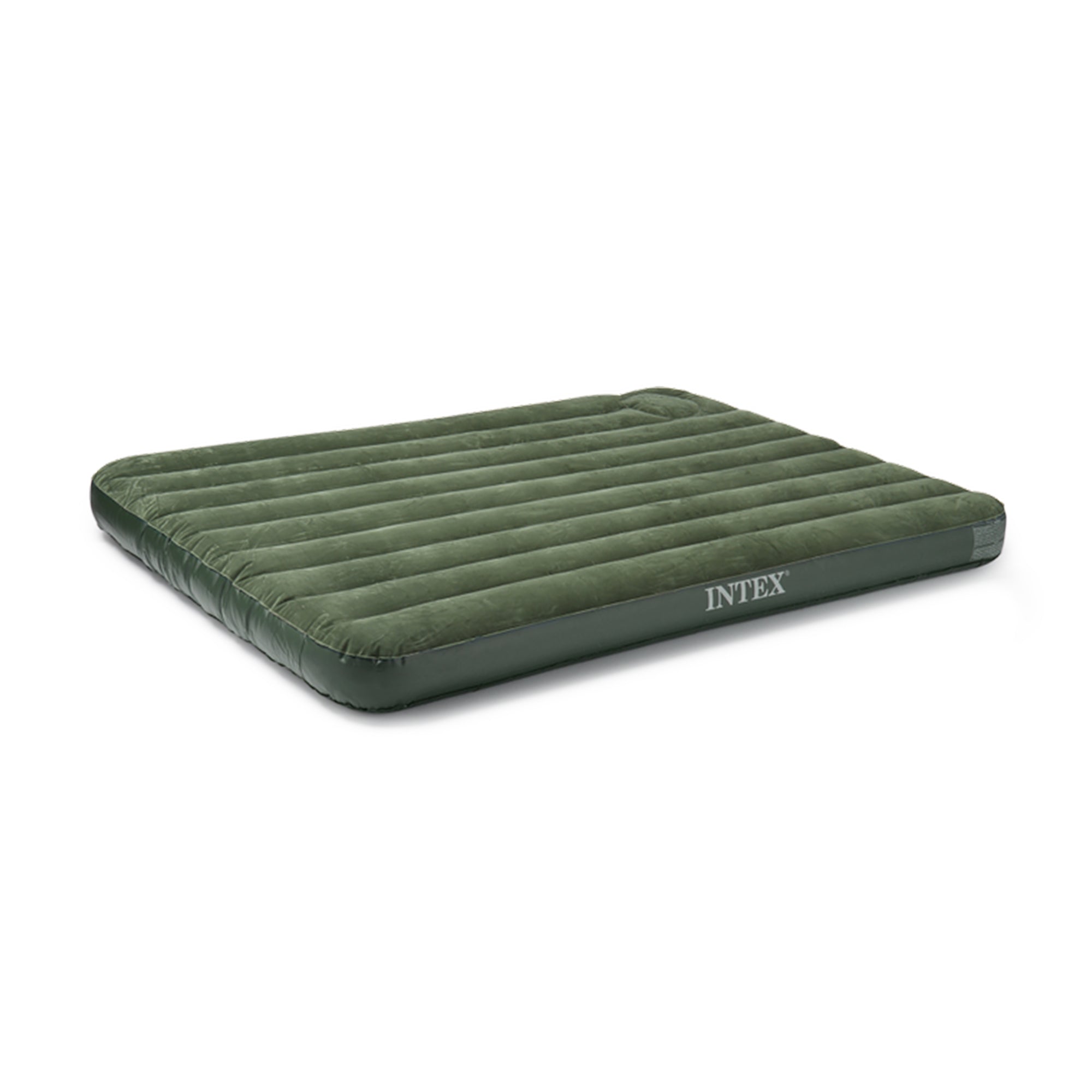 Intex 66929E Inflatable Downy Queen Air Bed Camping Mattress w/ Foot Pump, Green