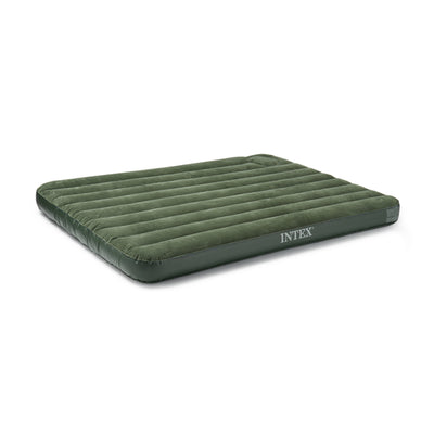Intex 66929E Inflatable Downy Queen Air Bed Camping Mattress w/ Foot Pump, Green