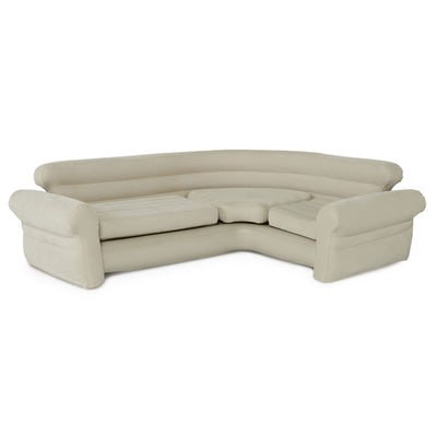 Intex Inflatable Corner Living Room Air Mattress Sectional Sofa Couch, Beige - VMInnovations