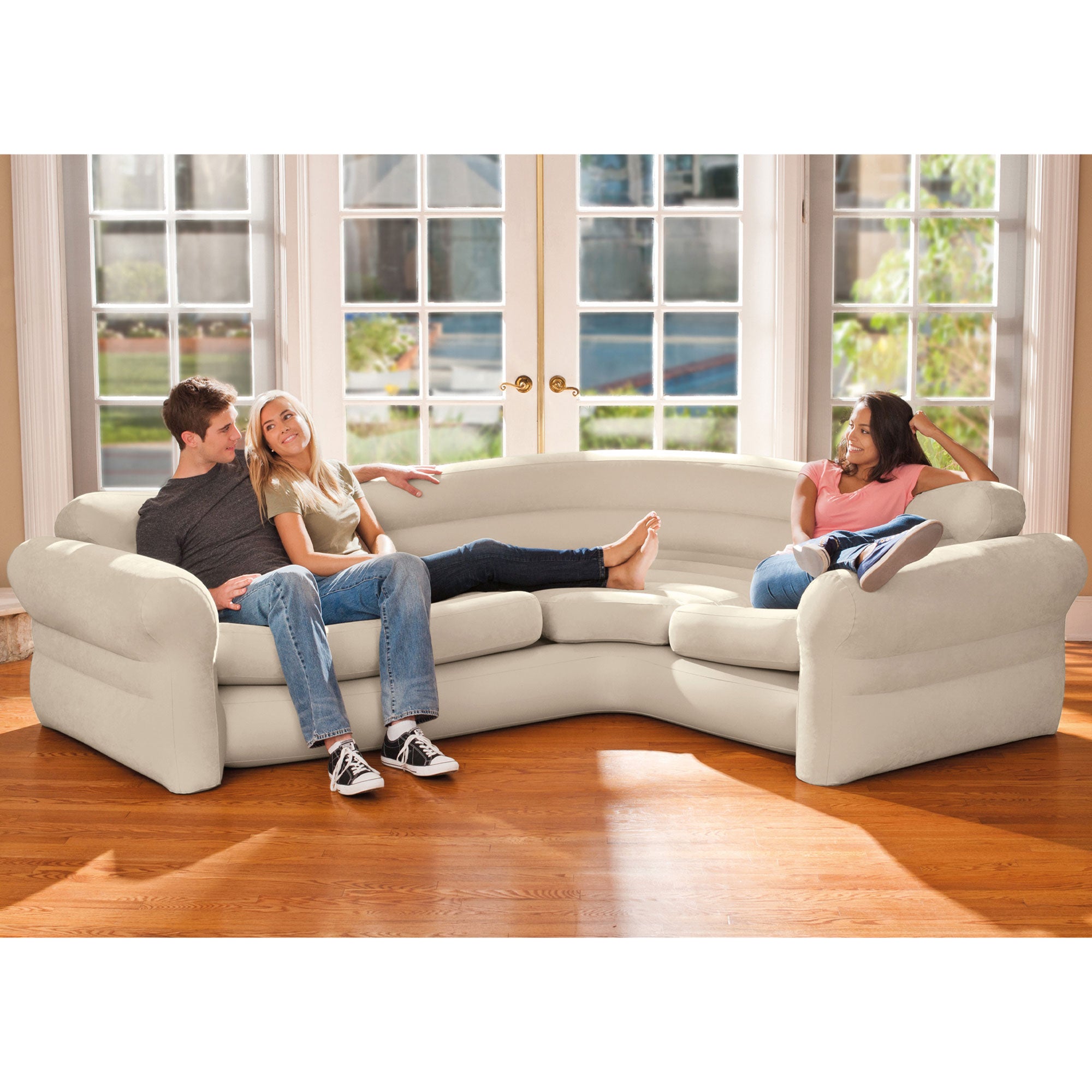 Intex Inflatable Corner Living Room Neutral Sectional Sofa | 68575EP - VMInnovations