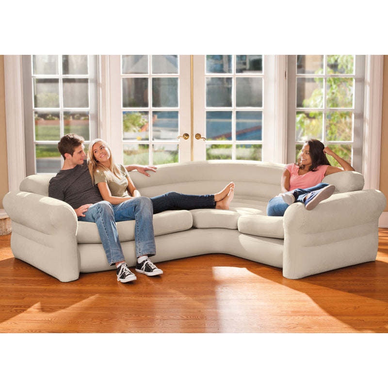 Intex Inflatable Corner Living Room Neutral Sectional Sofa (Open Box) (2 Pack)