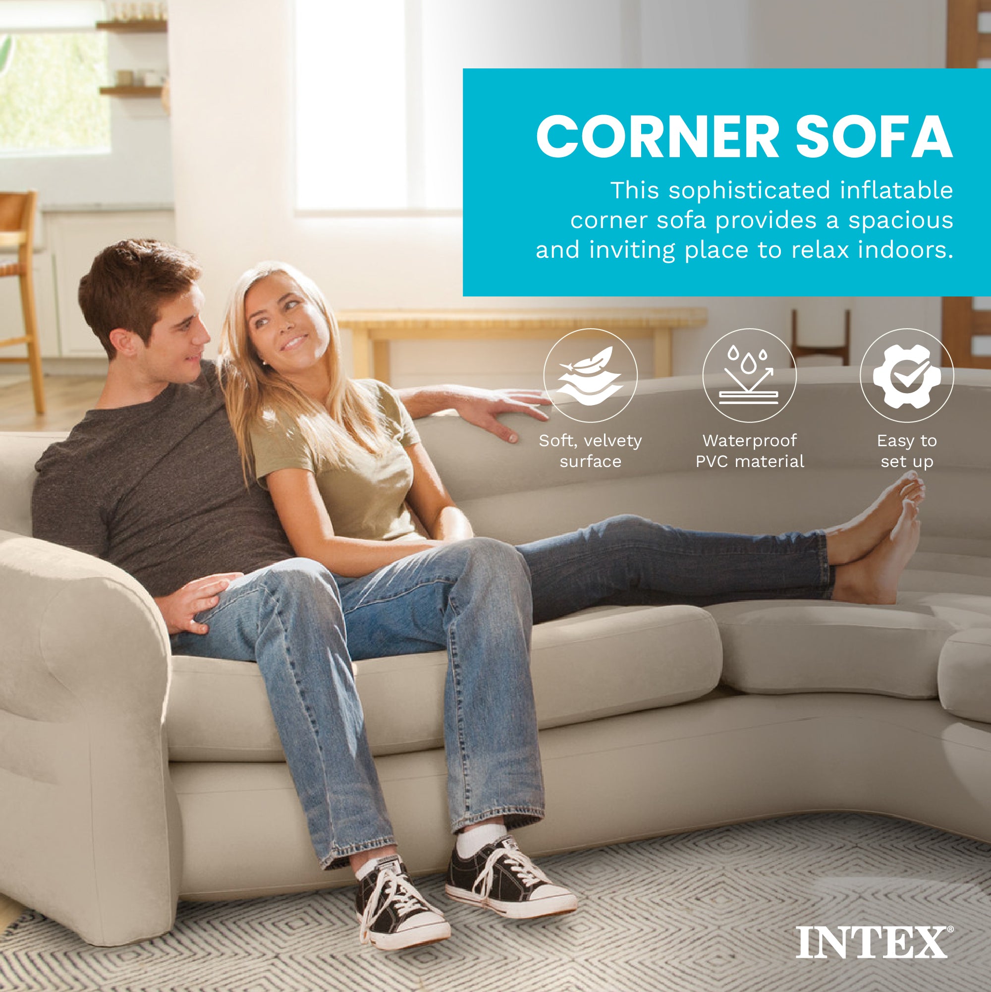 Intex Inflatable Corner Living Room Air Mattress Sectional Sofa (For Parts) - VMInnovations