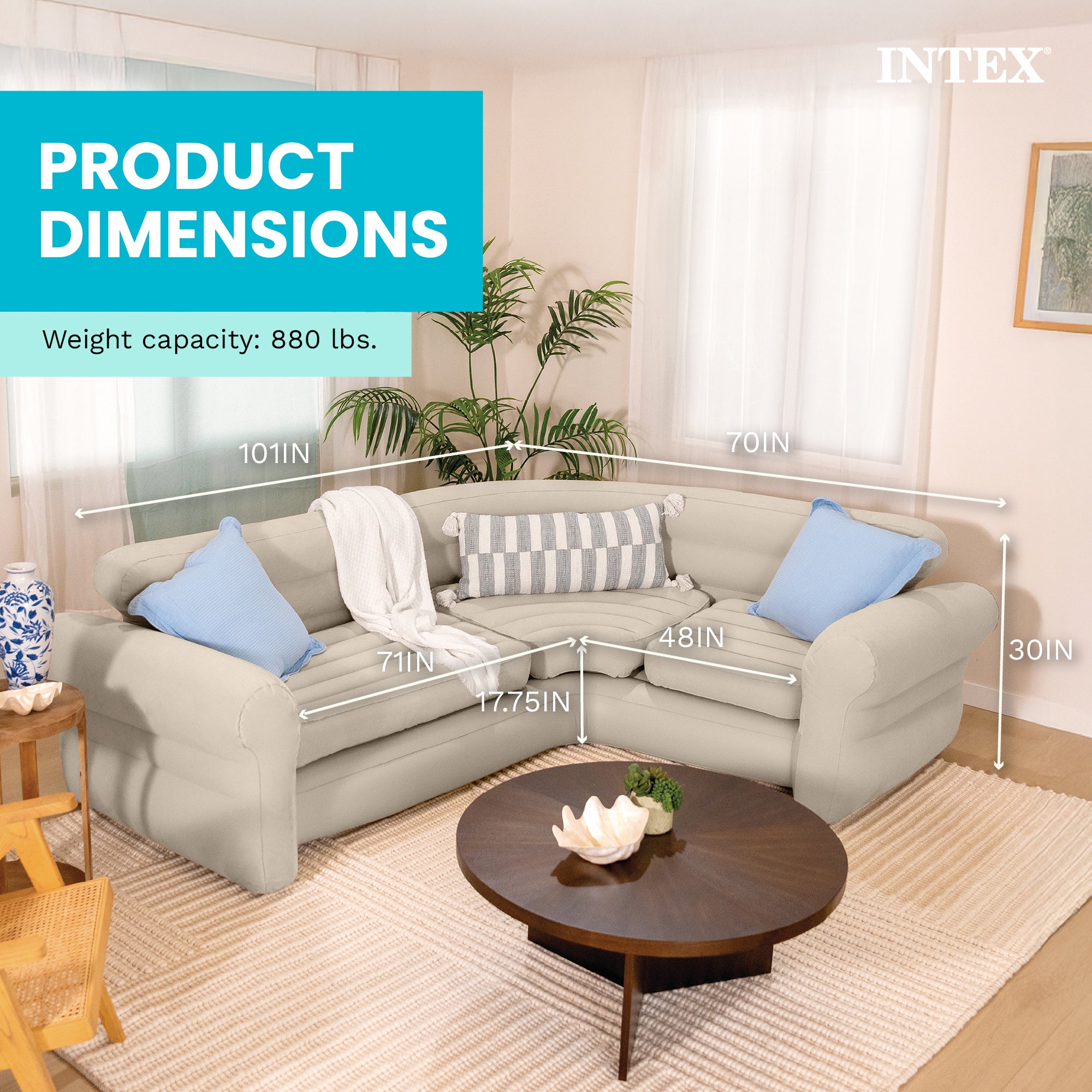 Intex Inflatable Corner Living Room Air Mattress Sectional Sofa (For Parts) - VMInnovations