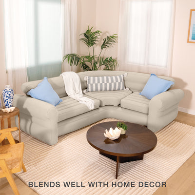 Intex Inflatable Corner Living Room Neutral Sectional Sofa (Open Box) (3 Pack)
