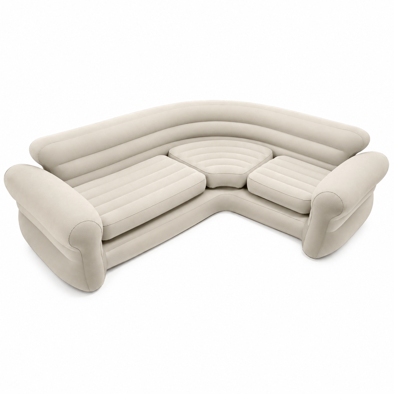 Intex Inflatable Corner Living Room Air Mattress Sectional Sofa Couch, Beige