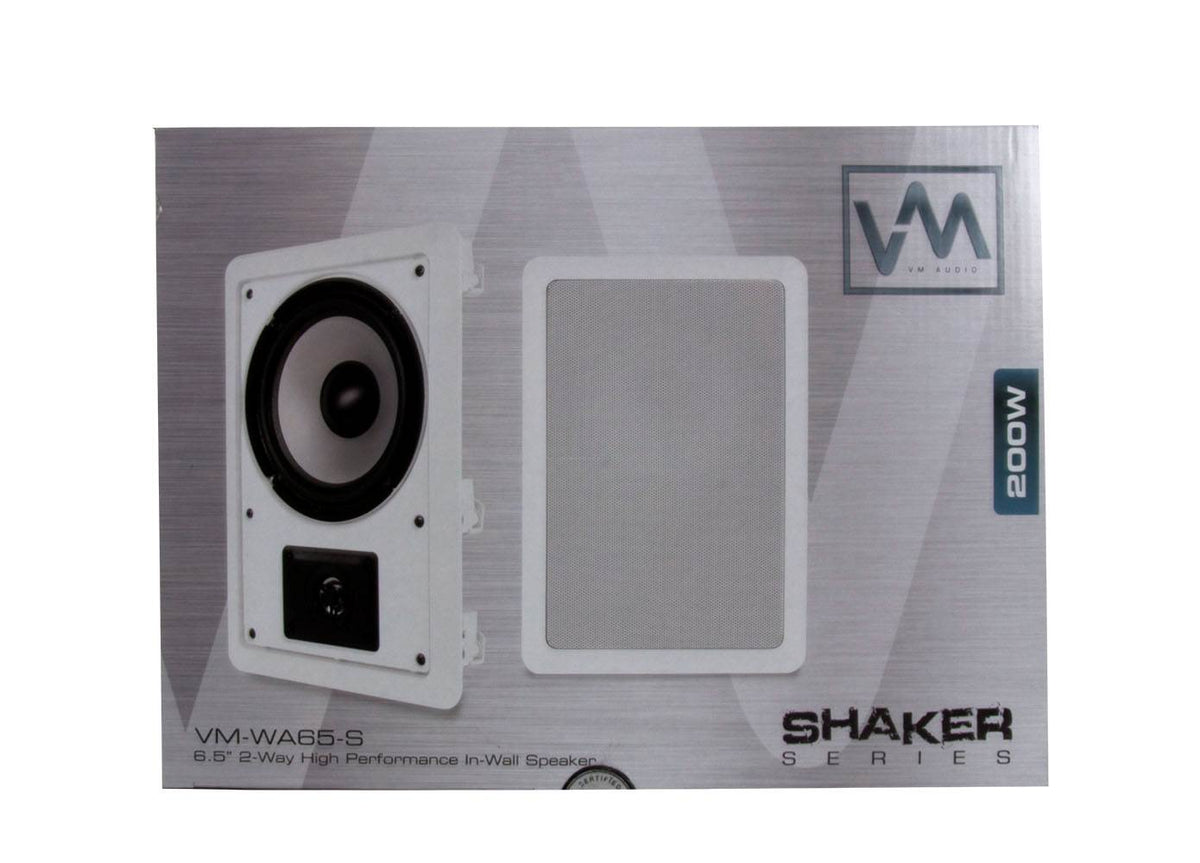 VM Audio Shaker 6.5" 200W 2 Way In-Wall Surround Sound In Wall Speakers, Pair