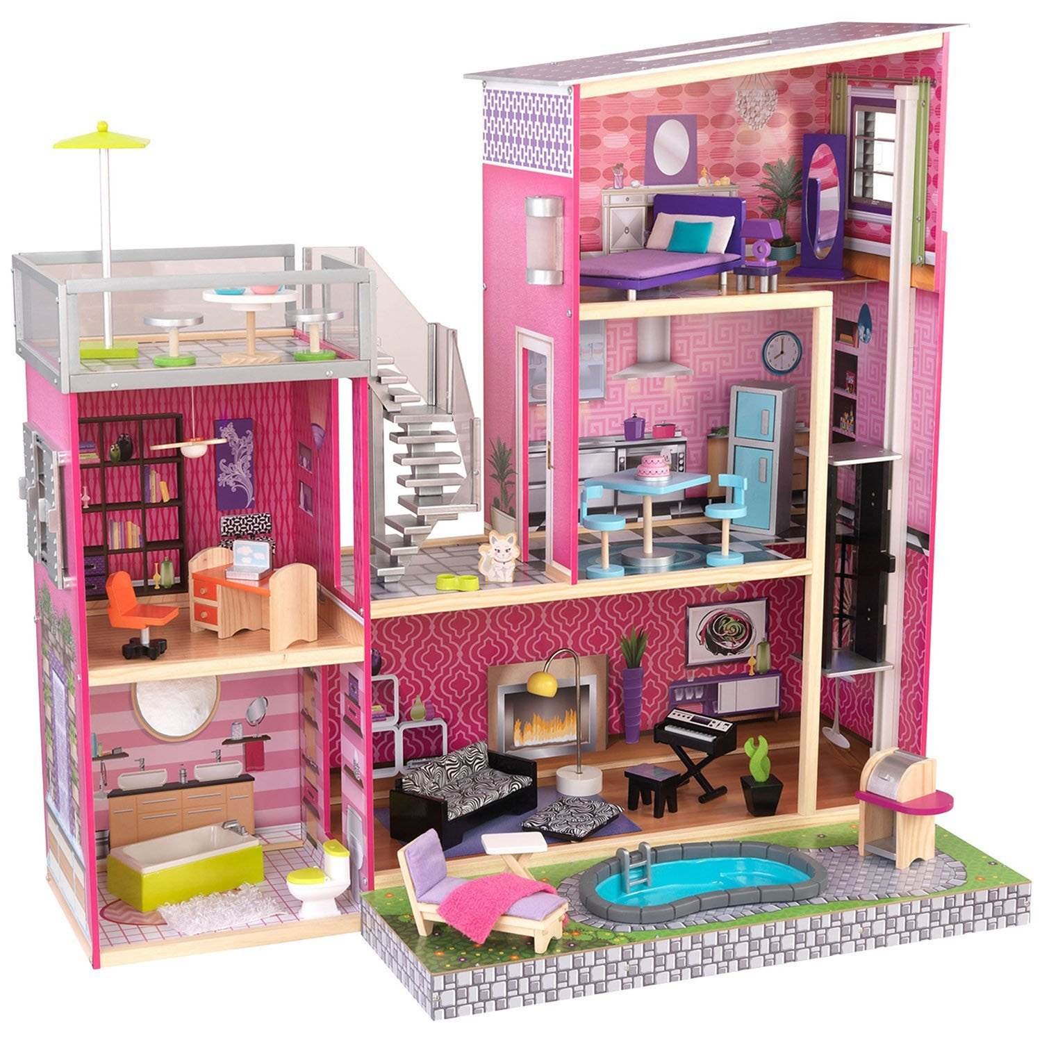 KidKraft Uptown Dollhouse Modern Wooden Pretend Play House| 65833 - Open Box