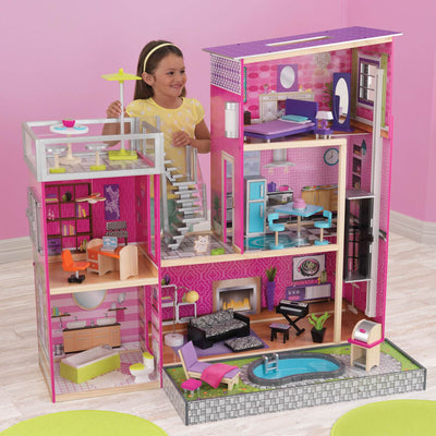 KidKraft Uptown Dollhouse Modern Wooden Pretend Play House| 65833 - Open Box