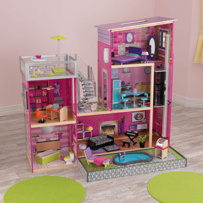 KidKraft Uptown Dollhouse Modern Wooden Pretend Play House| 65833 - Open Box