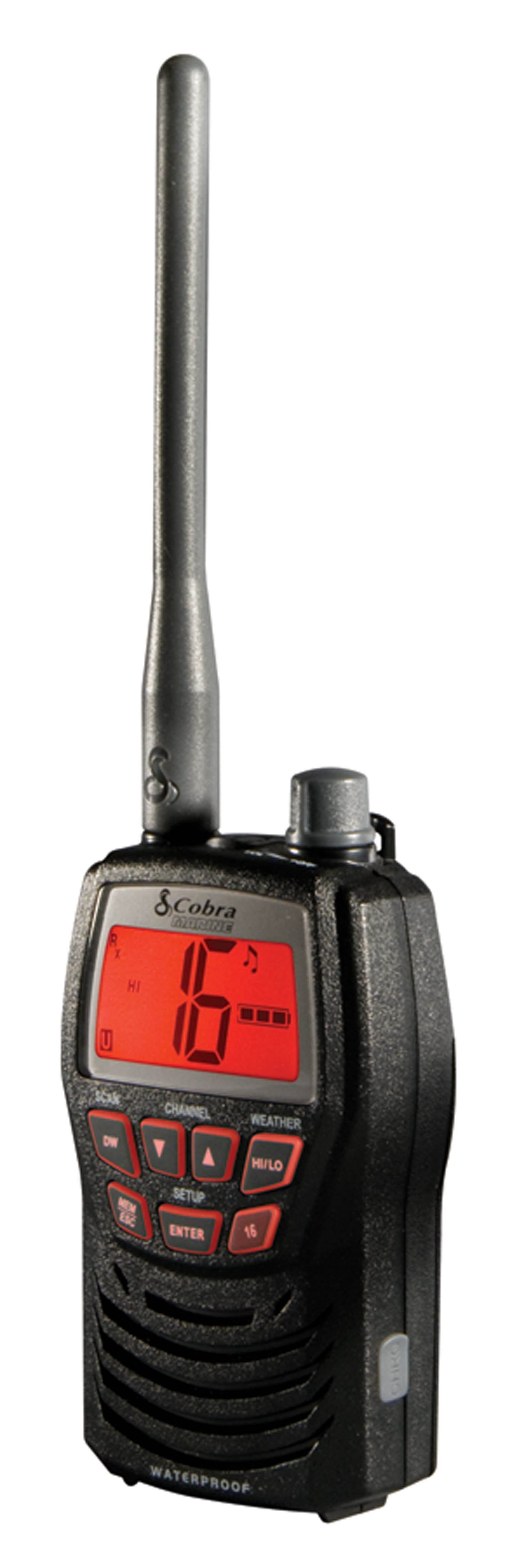 Cobra MR-HH125 3W Rechargeable 2-Way VHF Walkie Talkie Marine Boat Radio | Black