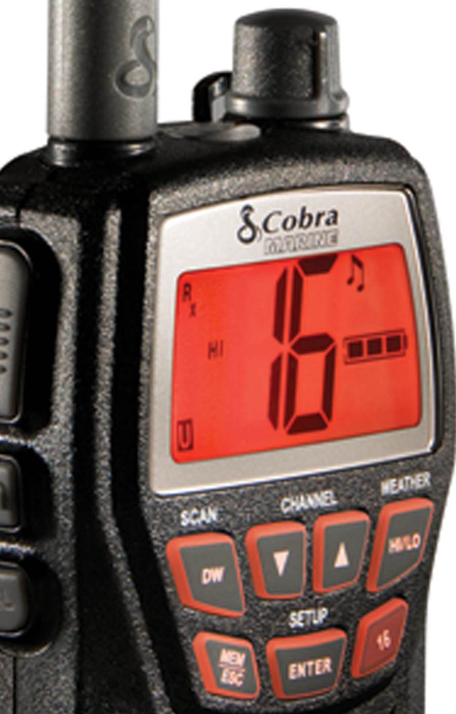 Cobra MR-HH125 3W Rechargeable 2-Way VHF Walkie Talkie Marine Boat Radio | Black